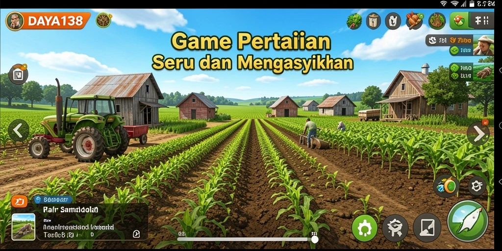 Screenshot menunjukkan gameplay menarik dalam pertanian yang mendetail.