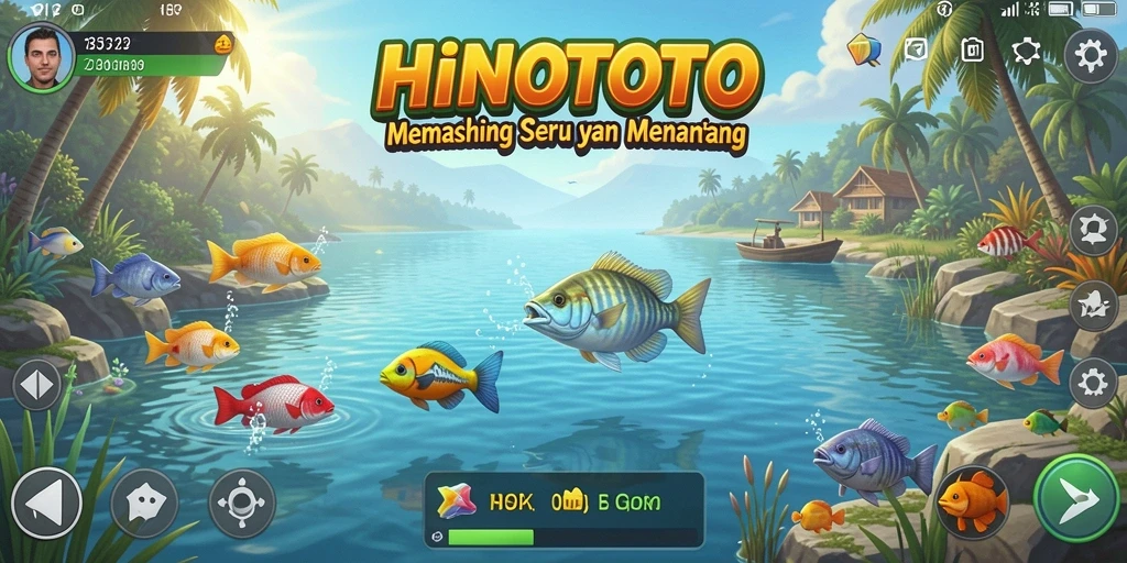 Screenshot HINOTOTO menampilkan aksi memancing yang mengasyikkan dan menarik.