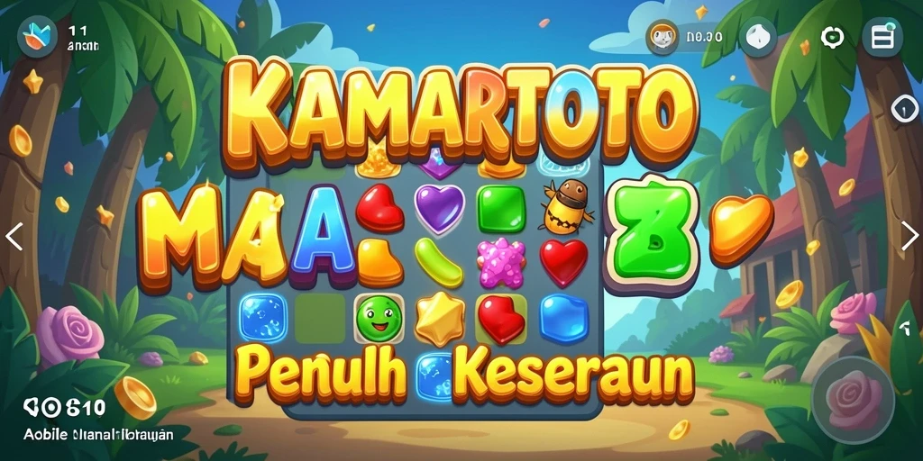 Screenshot gameplay KAMARTOTO menampilkan elemen Match-3 yang seru dan berwarna.