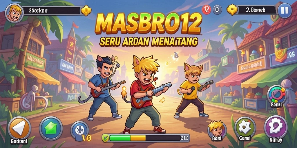 Tampilan gameplay seru dari MASBRO12 yang menampilkan aksi Arcade yang menantang.