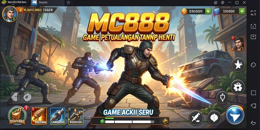 Screenshot menunjukkan gameplay seru dari MC888 dengan aksi menegangkan.