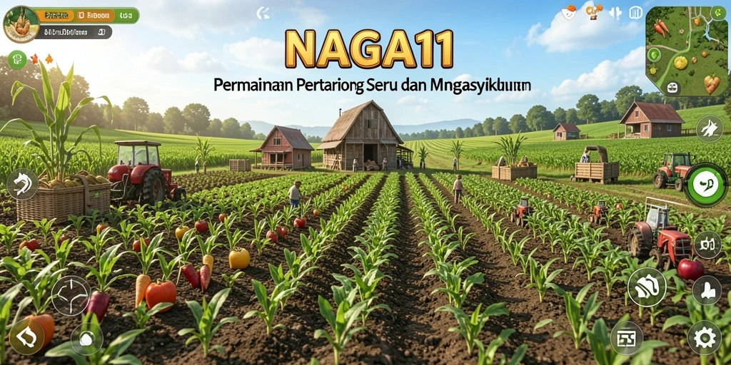 Tangkapan layar dari gameplay NAGA11 yang menunjukkan aktivitas pertanian yang mengasyikkan.