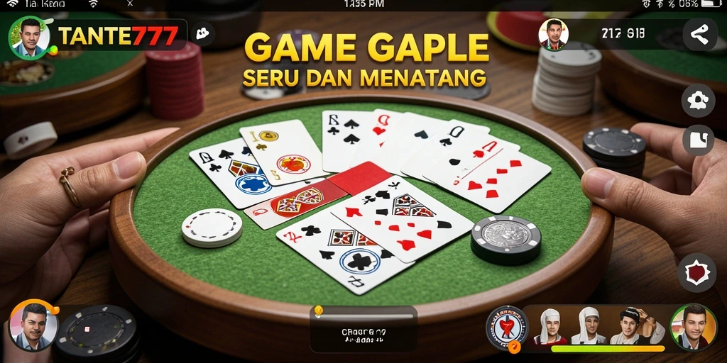 Tampilan seru TANTE777 saat bermain Gaple bersama teman.